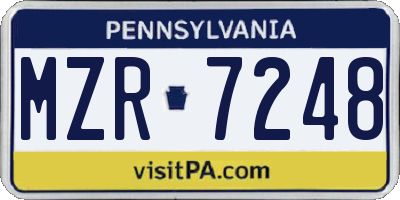 PA license plate MZR7248