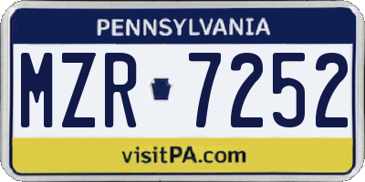 PA license plate MZR7252