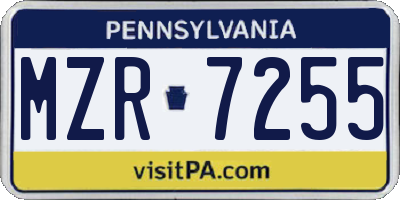 PA license plate MZR7255