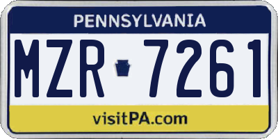 PA license plate MZR7261