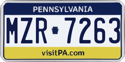 PA license plate MZR7263