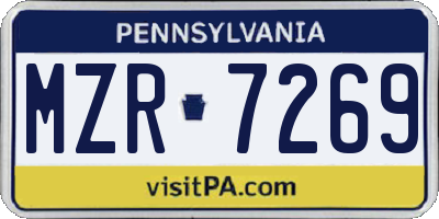 PA license plate MZR7269