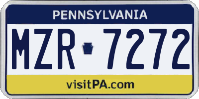 PA license plate MZR7272