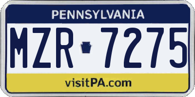 PA license plate MZR7275