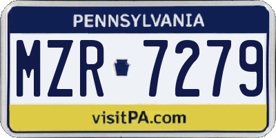 PA license plate MZR7279