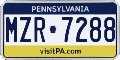 PA license plate MZR7288