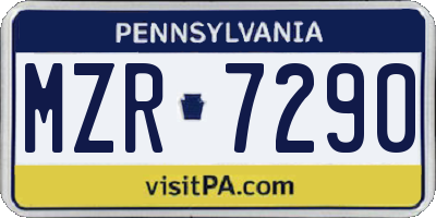 PA license plate MZR7290