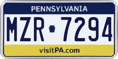 PA license plate MZR7294