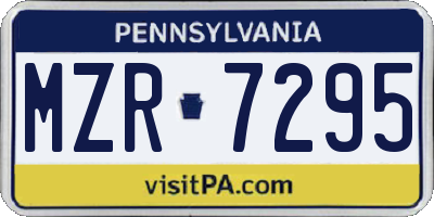 PA license plate MZR7295