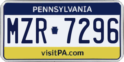 PA license plate MZR7296