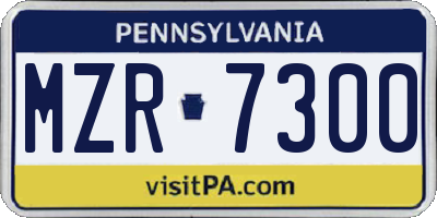 PA license plate MZR7300