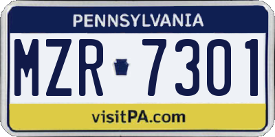 PA license plate MZR7301