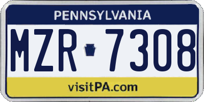 PA license plate MZR7308