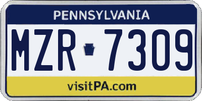 PA license plate MZR7309