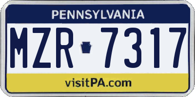 PA license plate MZR7317