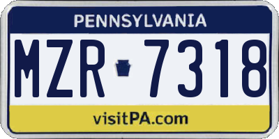 PA license plate MZR7318