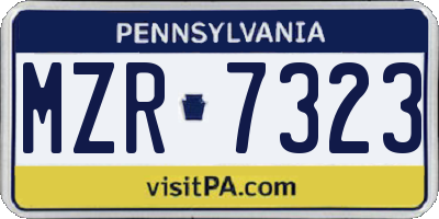 PA license plate MZR7323