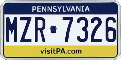 PA license plate MZR7326
