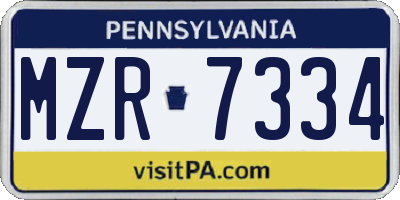 PA license plate MZR7334
