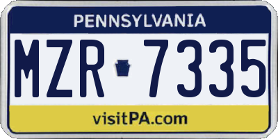 PA license plate MZR7335