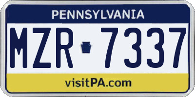 PA license plate MZR7337