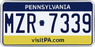 PA license plate MZR7339