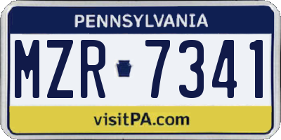 PA license plate MZR7341