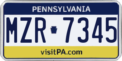 PA license plate MZR7345