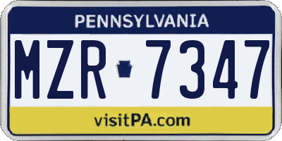 PA license plate MZR7347