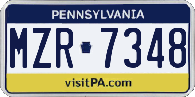 PA license plate MZR7348