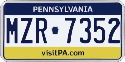 PA license plate MZR7352