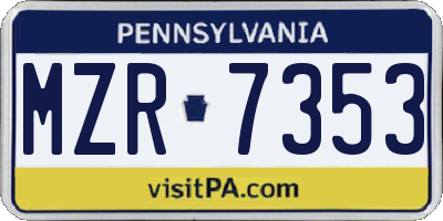 PA license plate MZR7353