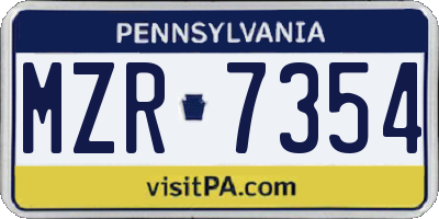 PA license plate MZR7354