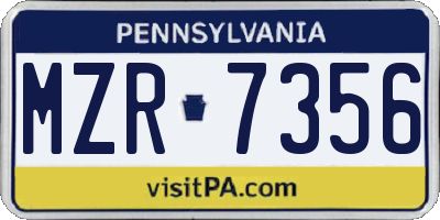PA license plate MZR7356