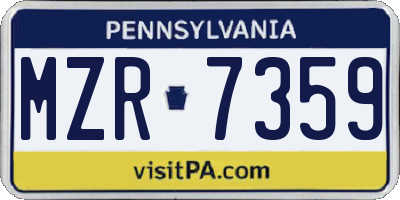 PA license plate MZR7359