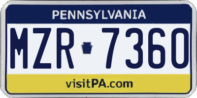 PA license plate MZR7360