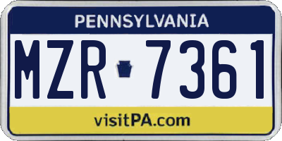 PA license plate MZR7361