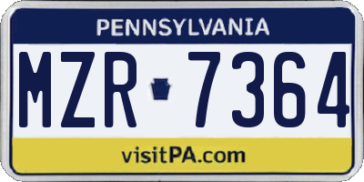 PA license plate MZR7364