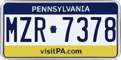 PA license plate MZR7378