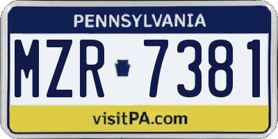 PA license plate MZR7381