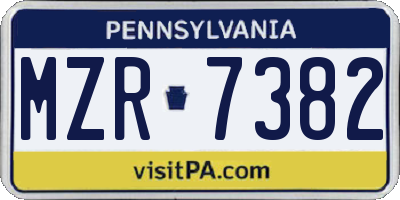 PA license plate MZR7382