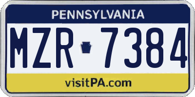 PA license plate MZR7384