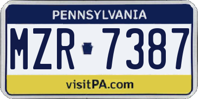 PA license plate MZR7387