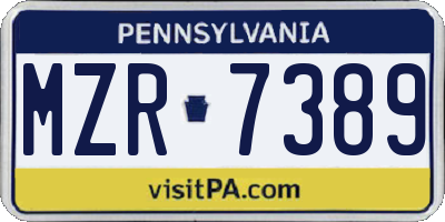 PA license plate MZR7389