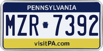 PA license plate MZR7392