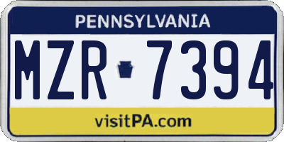 PA license plate MZR7394
