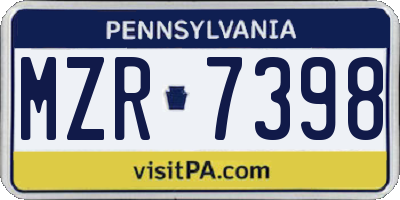 PA license plate MZR7398