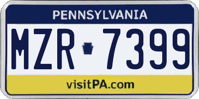 PA license plate MZR7399