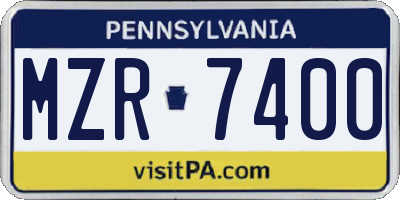 PA license plate MZR7400