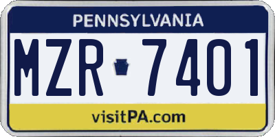PA license plate MZR7401